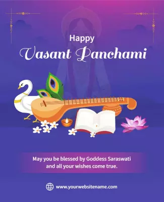Vibrant Purple Vasant Panchami Celebration Poster Template