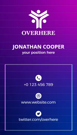 Vibrant Purple Vertical Modern Contact Business Card Template