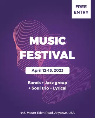 Vibrant Purple Waves Music Festival Flyer Template