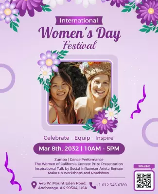 Vibrant Purple Women's Day Festival Celebration Poster Template