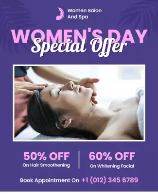 Vibrant Purple Women's Day Salon Promotion Poster Template