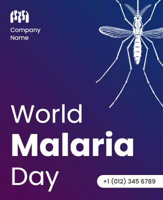 Vibrant Purple World Malaria Awareness Campaign Poster Template
