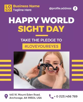 Vibrant Purple World Sight Day Awareness Poster Template