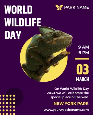 Vibrant Purple World Wildlife Day Celebration Poster Template