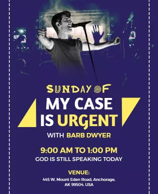 Vibrant Purple Worship Event with Dynamic Speaker Poster Template
