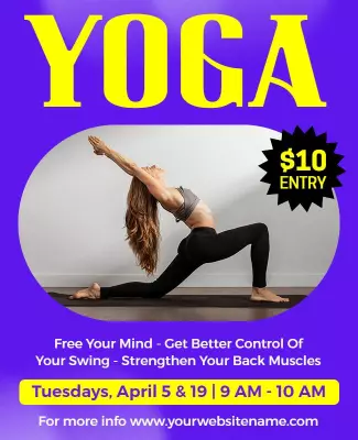 Vibrant Purple Yoga Class Invitation Poster Template