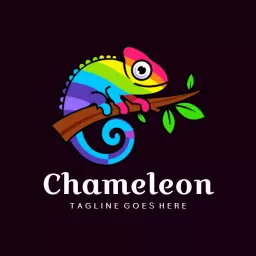 Vibrant Rainbow Chameleon Blending with Nature Logo Template