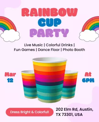 Vibrant Rainbow Cup Party Celebration Poster Template