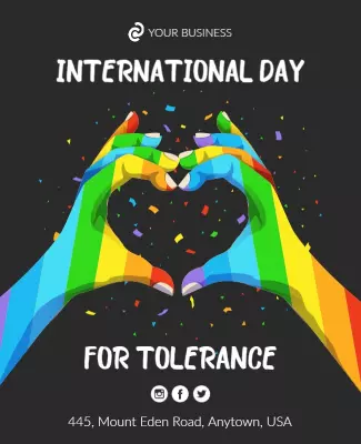 Vibrant Rainbow Heart for International Day of Tolerance Poster Template