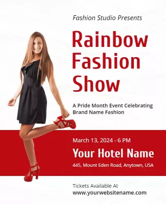 Vibrant Rainbow Pride Fashion Show Celebration Poster Template