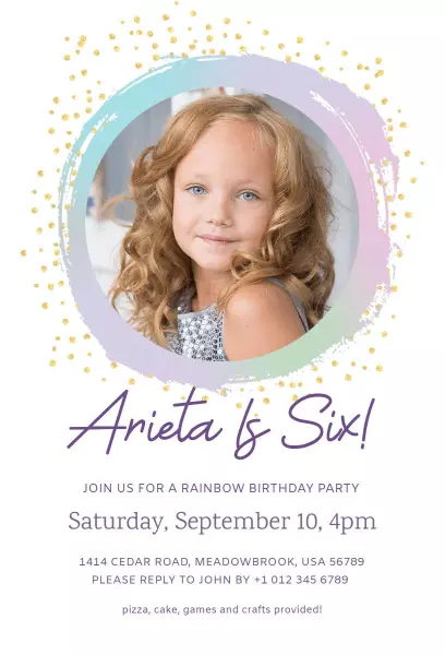 Vibrant Rainbow Themed Kids Birthday Celebration Invitation Template
