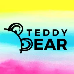 Vibrant Rainbow Watercolor Background Teddy Bear Logo Template