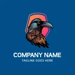 Vibrant Raven Design on Bold Blue Background Logo Template