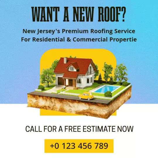 Vibrant Real Estate Roofing Service with Free Estimate Ad Template