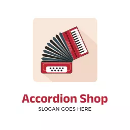 Vibrant Red Accordion Represents Musical Passion Boutique Logo Template