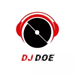 Vibrant Red and Black DJ Logo with Stylish Headphones Logo Template
