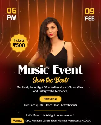 Vibrant Red and Black Music Event Night Poster Template