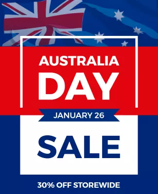 Vibrant Red and Blue Australia Day Sale Poster Template