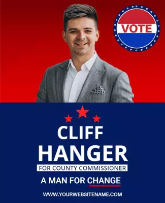Vibrant Red and Blue Political Campaign Poster Template