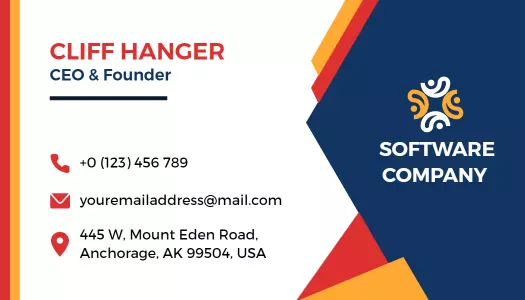Vibrant Red and Blue Software Company Visiting Card Template