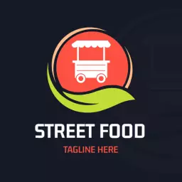 Vibrant Red and Green Food Cart Design for Street Food Logo Template