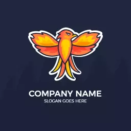 Vibrant Red and Orange Cartoon Phoenix Design Logo Template