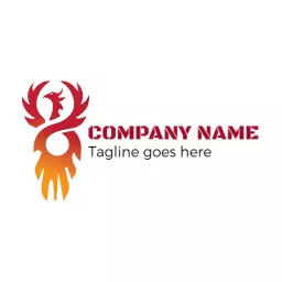 Vibrant Red and Orange Phoenix Design for Company Logo Template