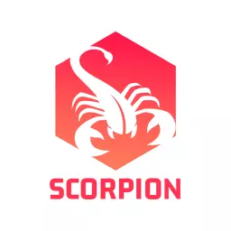 Vibrant Red and Pink Scorpion Symbol Representing Strength Logo Template