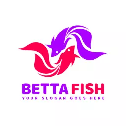 Vibrant Red and Purple Betta Fish Design for Aquatic Life Logo Template