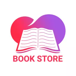 Vibrant Red and Purple Graphic Representing Book Store Logo Template