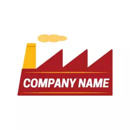 Vibrant Red and Yellow Factory Illustration in Industrial Logo Template