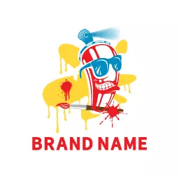 Vibrant Red and Yellow Graffiti Art Representing Urban Culture Logo Template