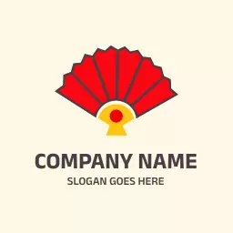 Vibrant Red and Yellow Japanese Fan Symbol Design Logo Template