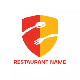 Vibrant Red and Yellow Shield Symbolizing Culinary Excellence Logo Template