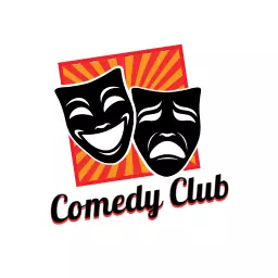 Vibrant Red and Yellow Theatre Masks for Comedy Show Logo Template