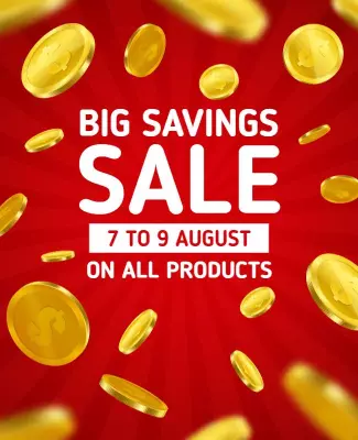 Vibrant Red Big Savings Sale Announcement Poster Template