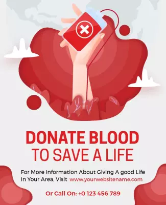 Vibrant Red Blood Donation Awareness Campaign Poster Template