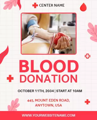 Vibrant Red Blood Donation Awareness Event Poster Template