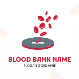 Vibrant Red Blood Droplets Falling into Donation Slot Logo Template