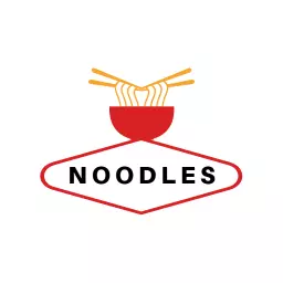 Vibrant Red Bowl with Delicious Noodles Design Logo Template
