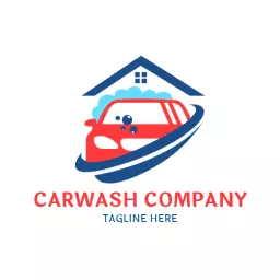 Vibrant Red Car Under Clean Bubbles for Car Wash Logo Template