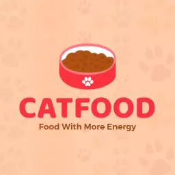 Vibrant Red Cat Food Bowl Design for Active Pets Logo Template