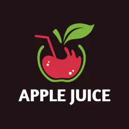 Vibrant Red Cherry Apple Juice with Fresh Green Leaf Logo Template