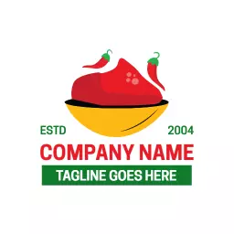 Vibrant Red Chili Peppers in a Bowl Representing Spices Logo Template