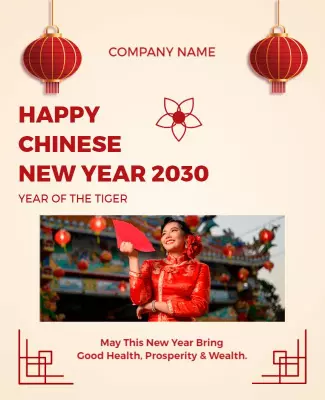 Vibrant Red Chinese New Year Celebration Poster Template