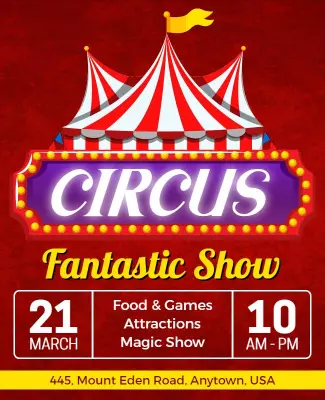 Vibrant Red Circus Fantastic Show Event Poster Template
