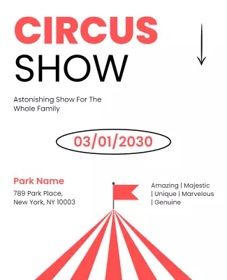 Vibrant Red Circus Show Family Entertainment Poster Template