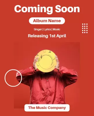 Vibrant Red Coming Soon Music Album Release Poster Template