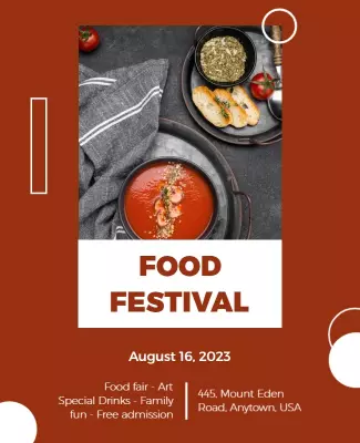 Vibrant Red Culinary Food Festival Poster Template