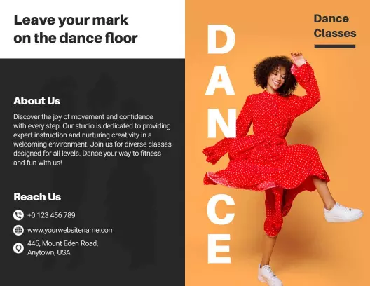 Vibrant Red Dance Classes Movement and Confidence Brochure Template